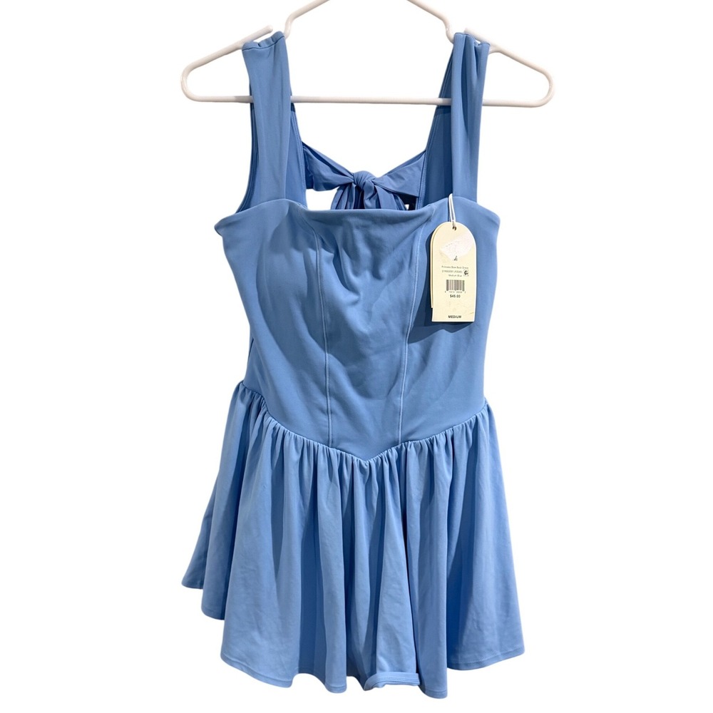 Blogilates Princess Bow Back Dress Medium Blue Athletic Skort Dress NWT M